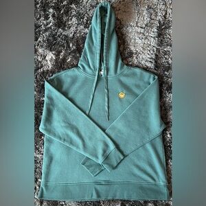 Love Streak Hoodie Women's Size M Smiley Face Hooded Sweatshirt Green